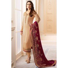 6273 GOLD KASEESH KAREENA KAPOOR SATIN GEORGETTE SUIT WITH HEAVY WORK DUPATTA